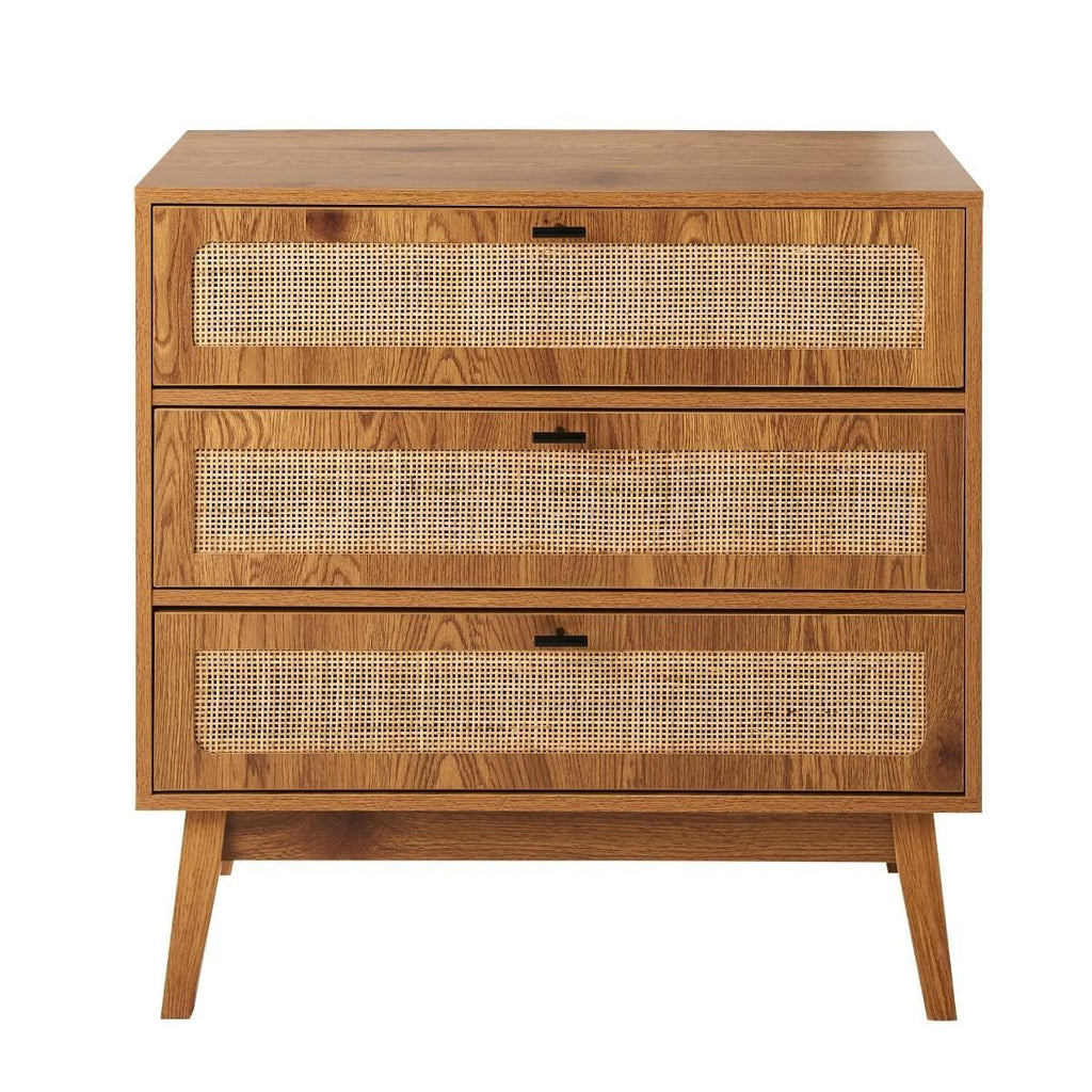 Alia - 3 Drawer Chest - Wood & Rattan