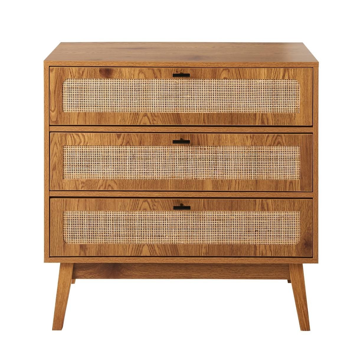 Alia - 3 Drawer Chest - Wood & Rattan