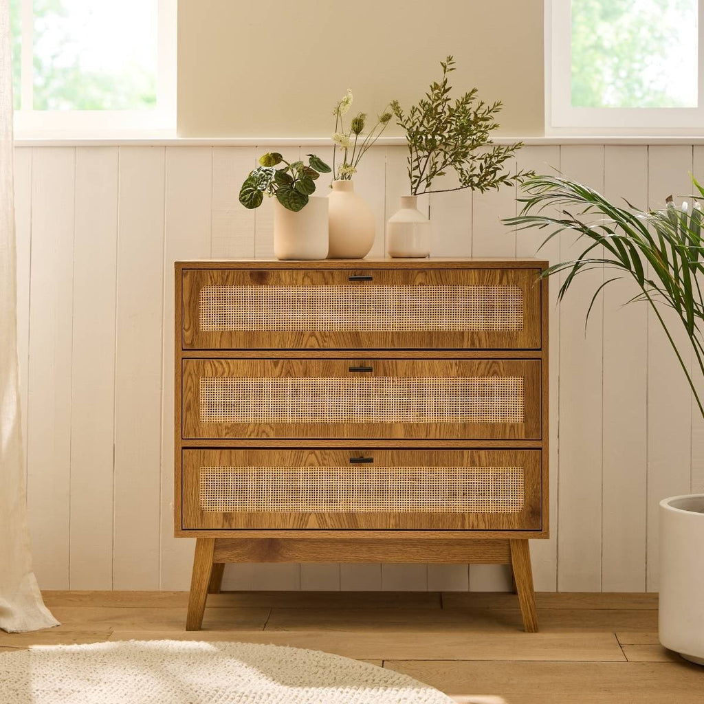 Alia - 3 Drawer Chest - Wood & Rattan
