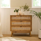 Alia - 3 Drawer Chest - Wood & Rattan