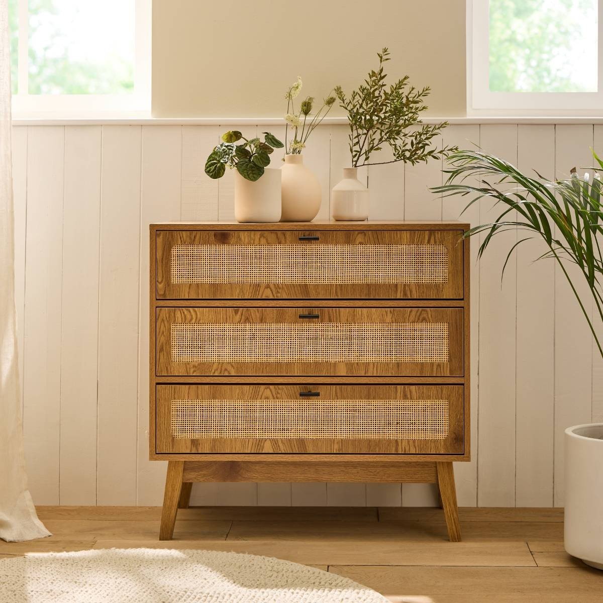 Alia - 3 Drawer Chest - Wood & Rattan