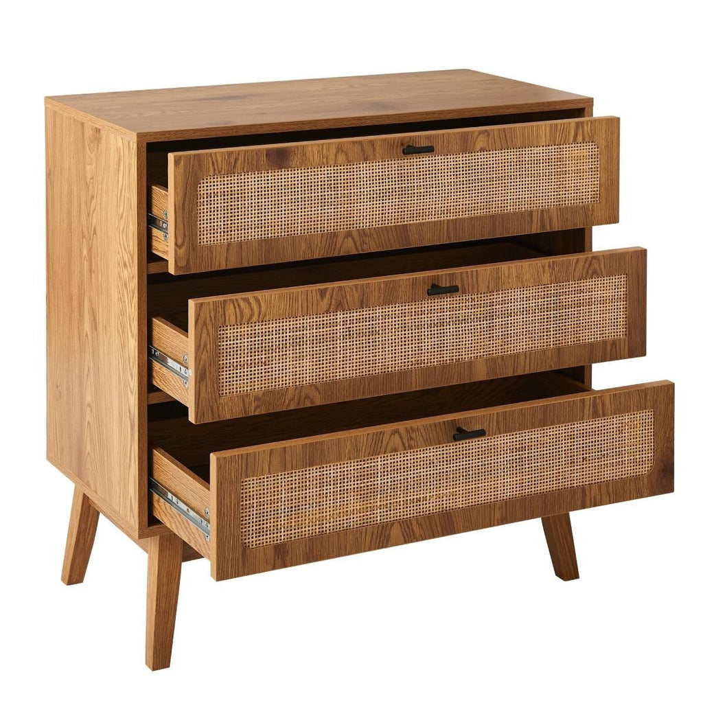 Alia - 3 Drawer Chest - Wood & Rattan