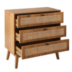 Alia - 3 Drawer Chest - Wood & Rattan