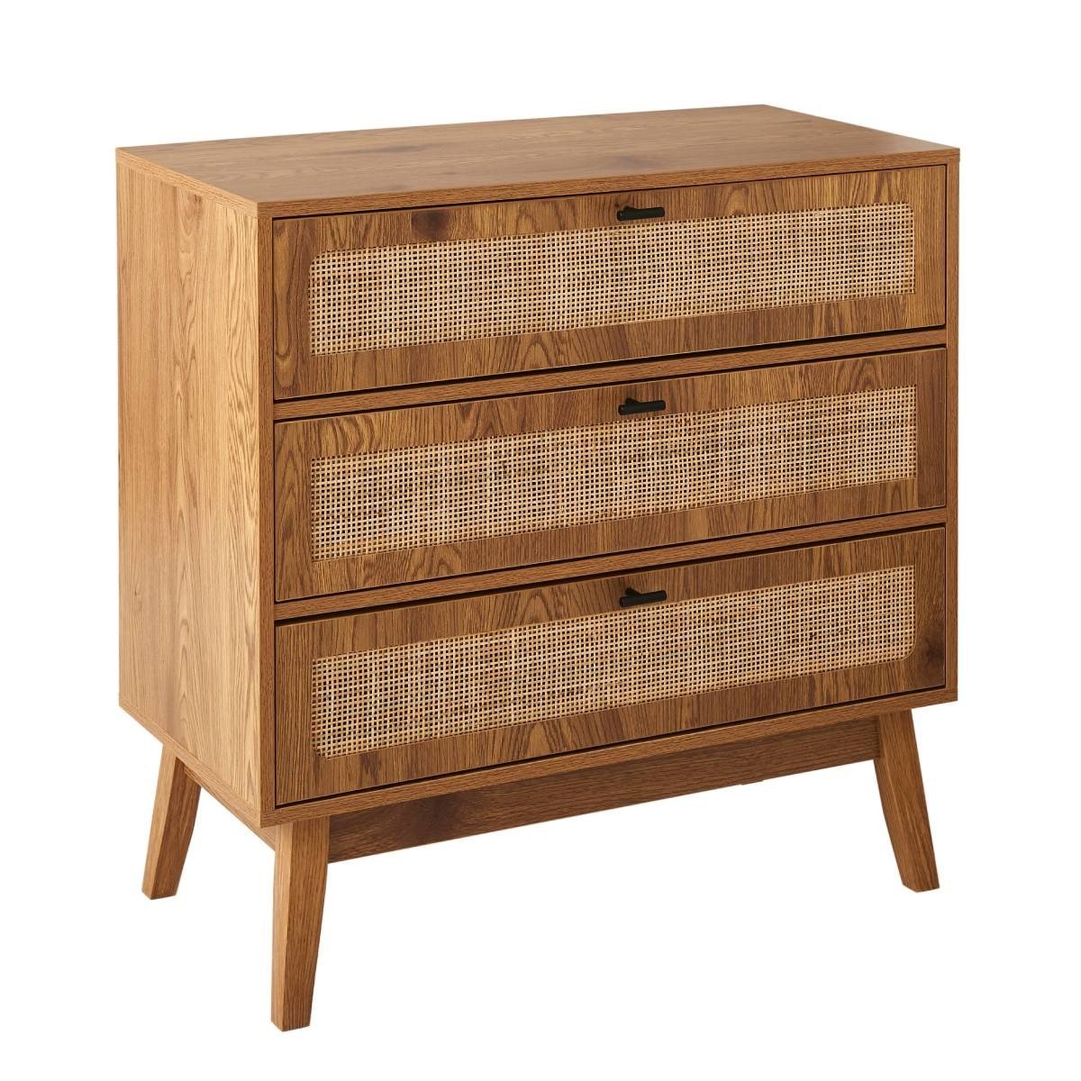 Alia - 3 Drawer Chest - Wood & Rattan