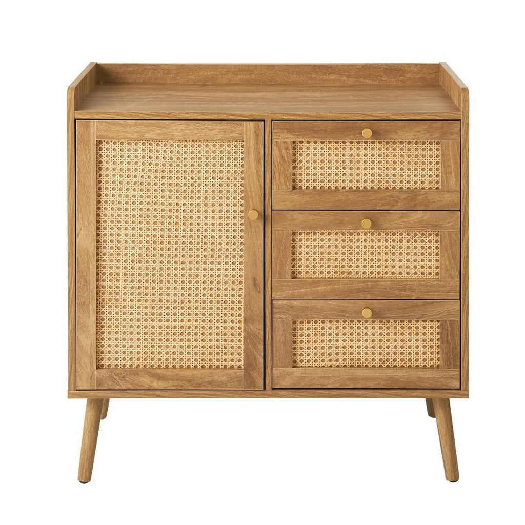 Palmo - Chest of 3 Drawers / 1 Door - Wood & Rattan