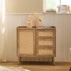 Palmo - Chest of 3 Drawers / 1 Door - Wood & Rattan
