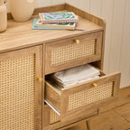 Palmo - Chest of 3 Drawers / 1 Door - Wood & Rattan