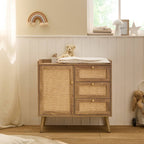 Palmo - Chest of 3 Drawers / 1 Door - Wood & Rattan