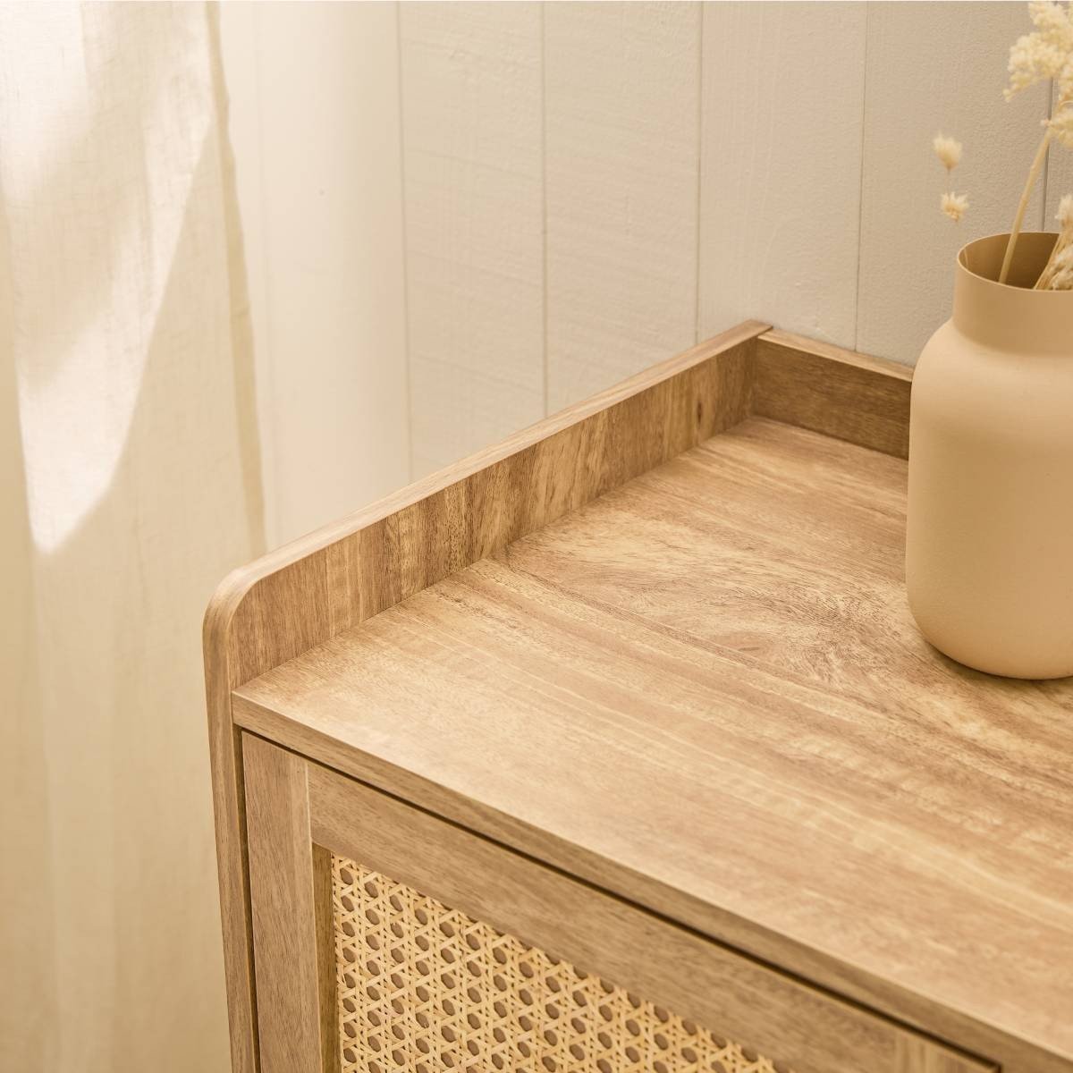 Palmo - Chest of 3 Drawers / 1 Door - Wood & Rattan