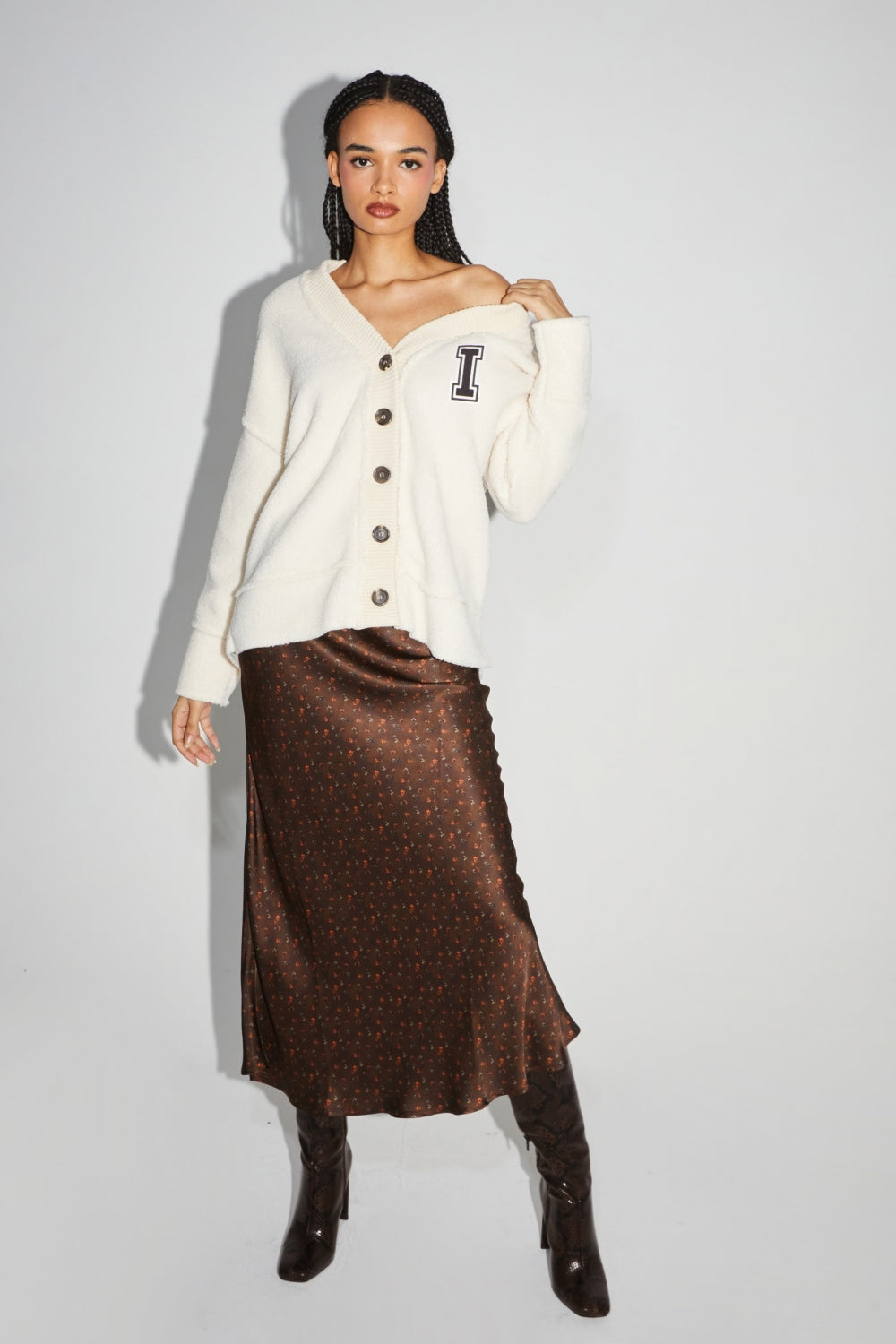 Chaqueta tipo cárdigan blanca Preppy de The Jackson