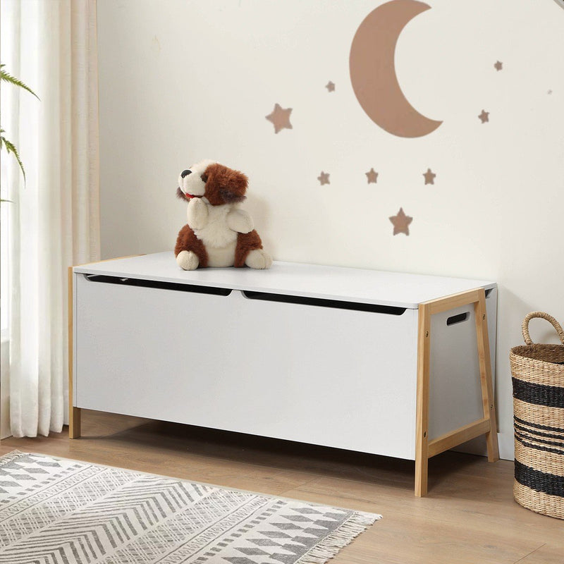 Caja De Almacenamiento Con 2 Compartimentos Para Niños - Blanco
