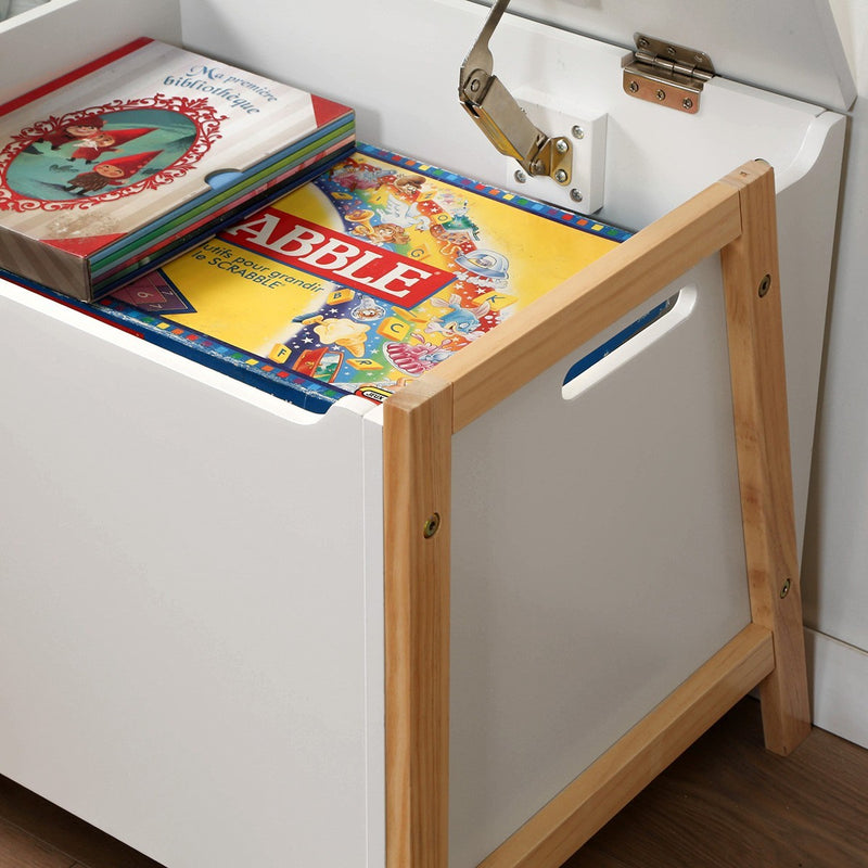 Caja De Almacenamiento Con 2 Compartimentos Para Niños - Blanco