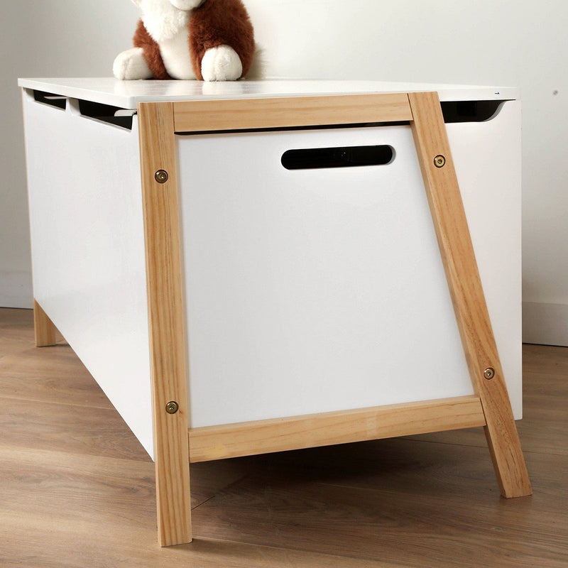 Caja De Almacenamiento Con 2 Compartimentos Para Niños - Blanco
