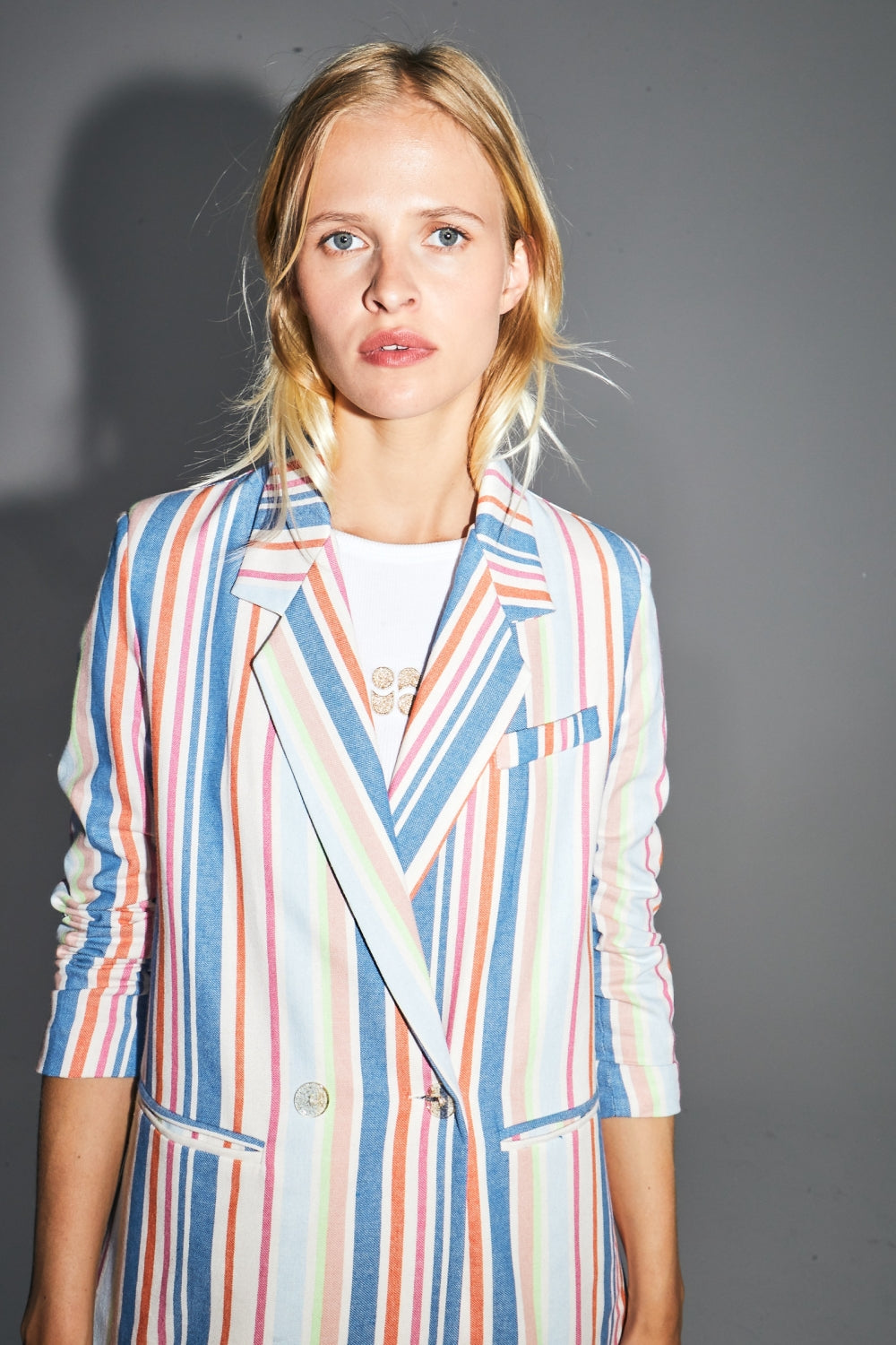 Le Blazer Ema À Rayures Pop Multicolores En Coton Organique