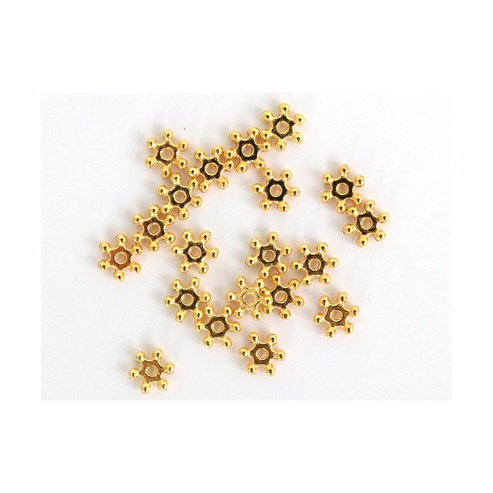 Box of 20 Heishi Spacer Beads - Golden Flower 6X2Mm