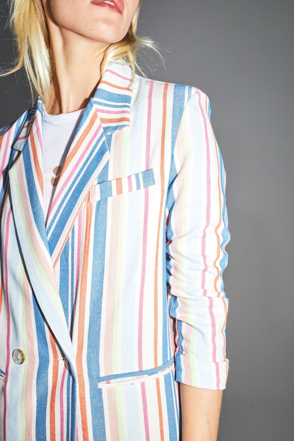 Le Blazer Ema À Rayures Pop Multicolores En Coton Organique