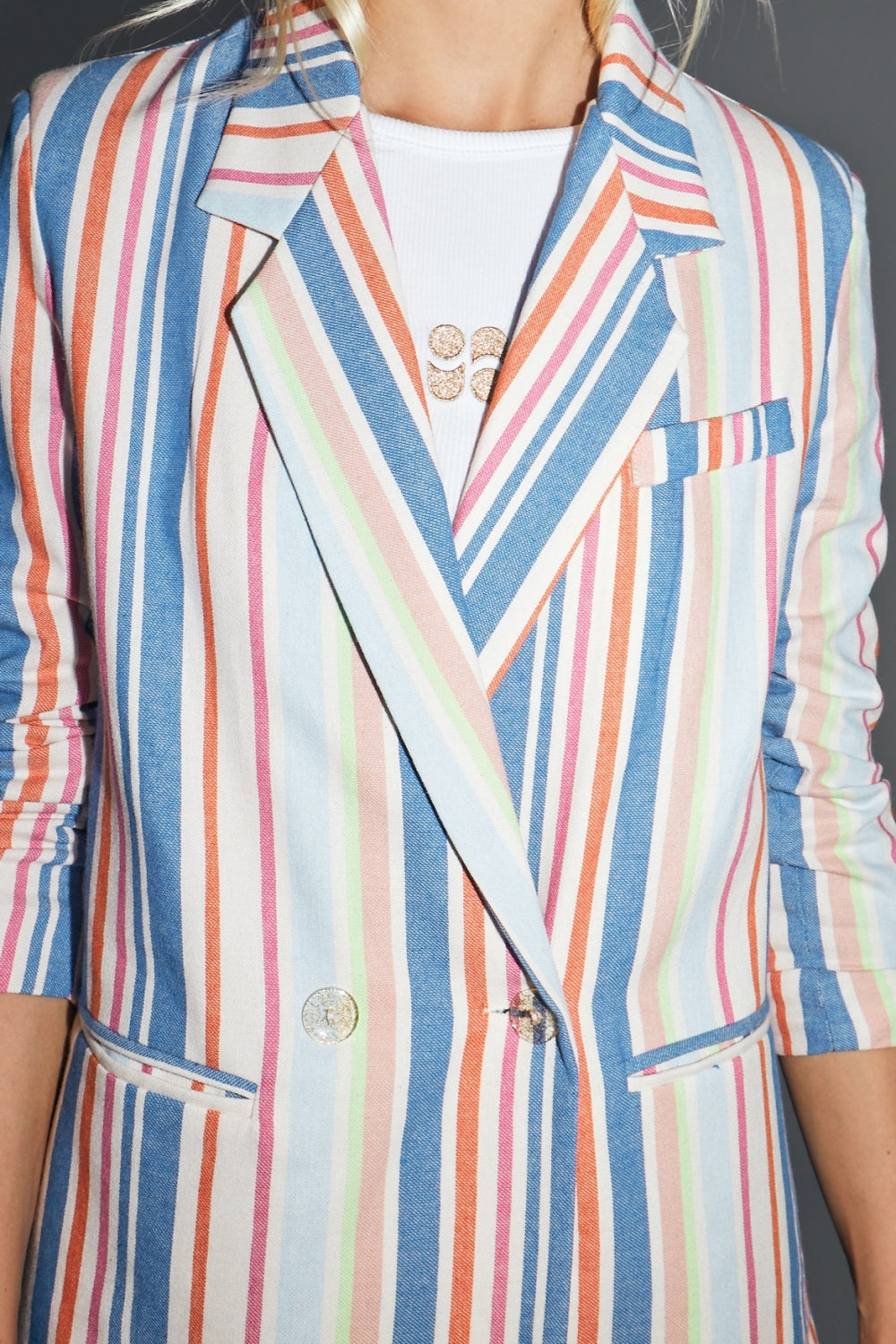 Le Blazer Ema À Rayures Pop Multicolores En Coton Organique
