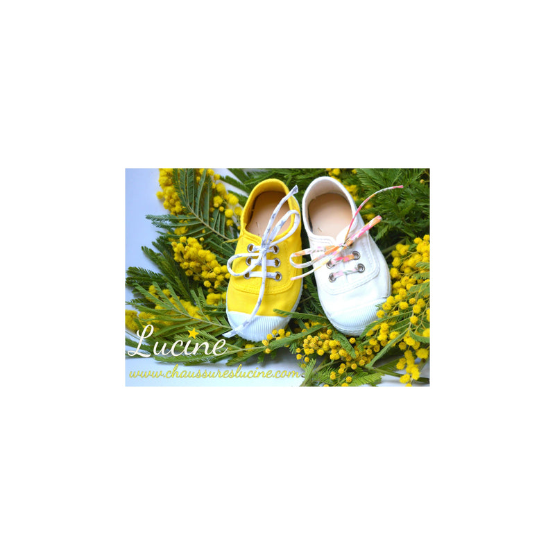 Chaussures Baskets Tennis En Toiles À Lacets Et Élastiques - Jaune Vif - Mixte
