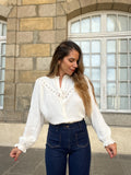 Angèle embroidered ecru blouse