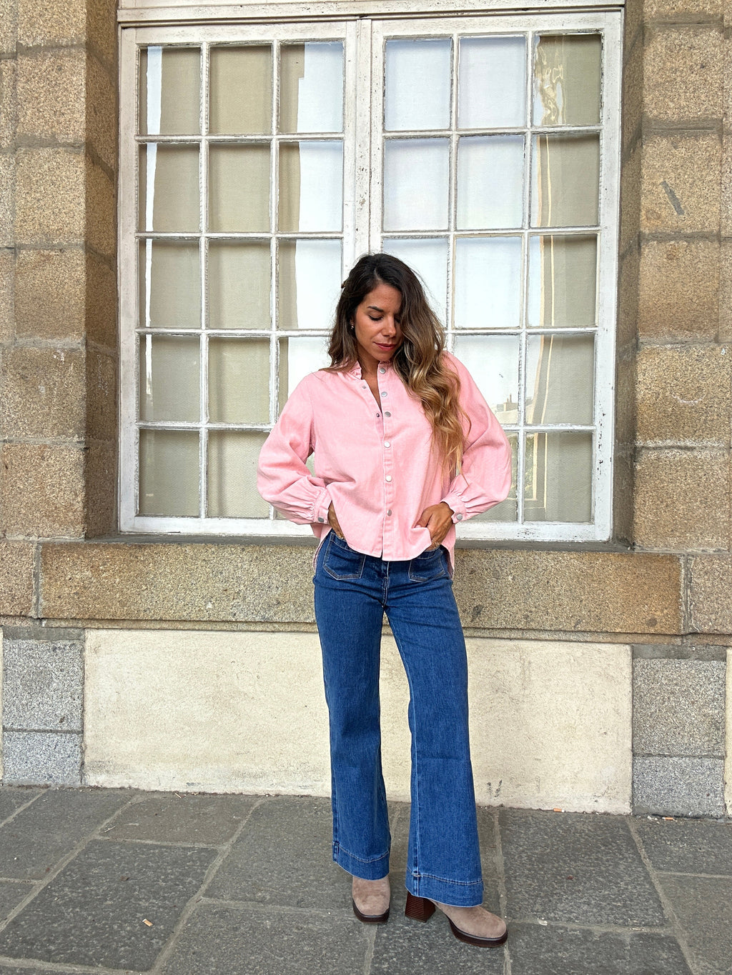 Veste en jean Livia rose