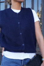 Raphaël Angora Navy Sleeveless Vest
