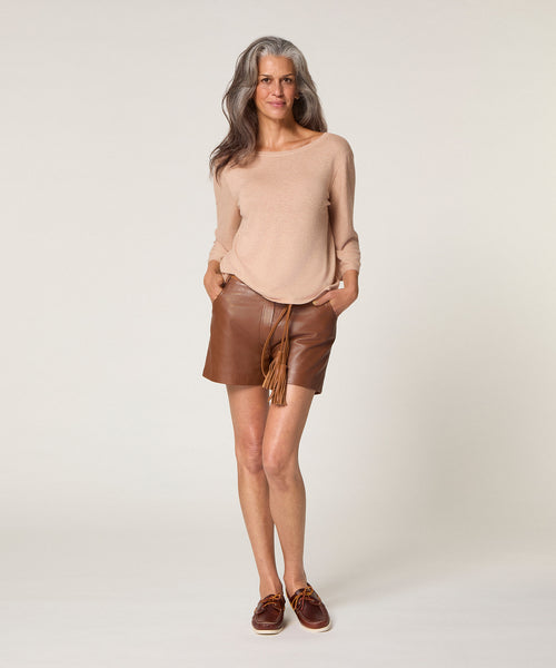 Jersey de manga corta - Beige - Mujer