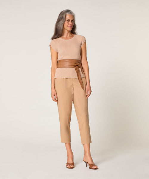 Jersey de manga corta - Beige - Mujer