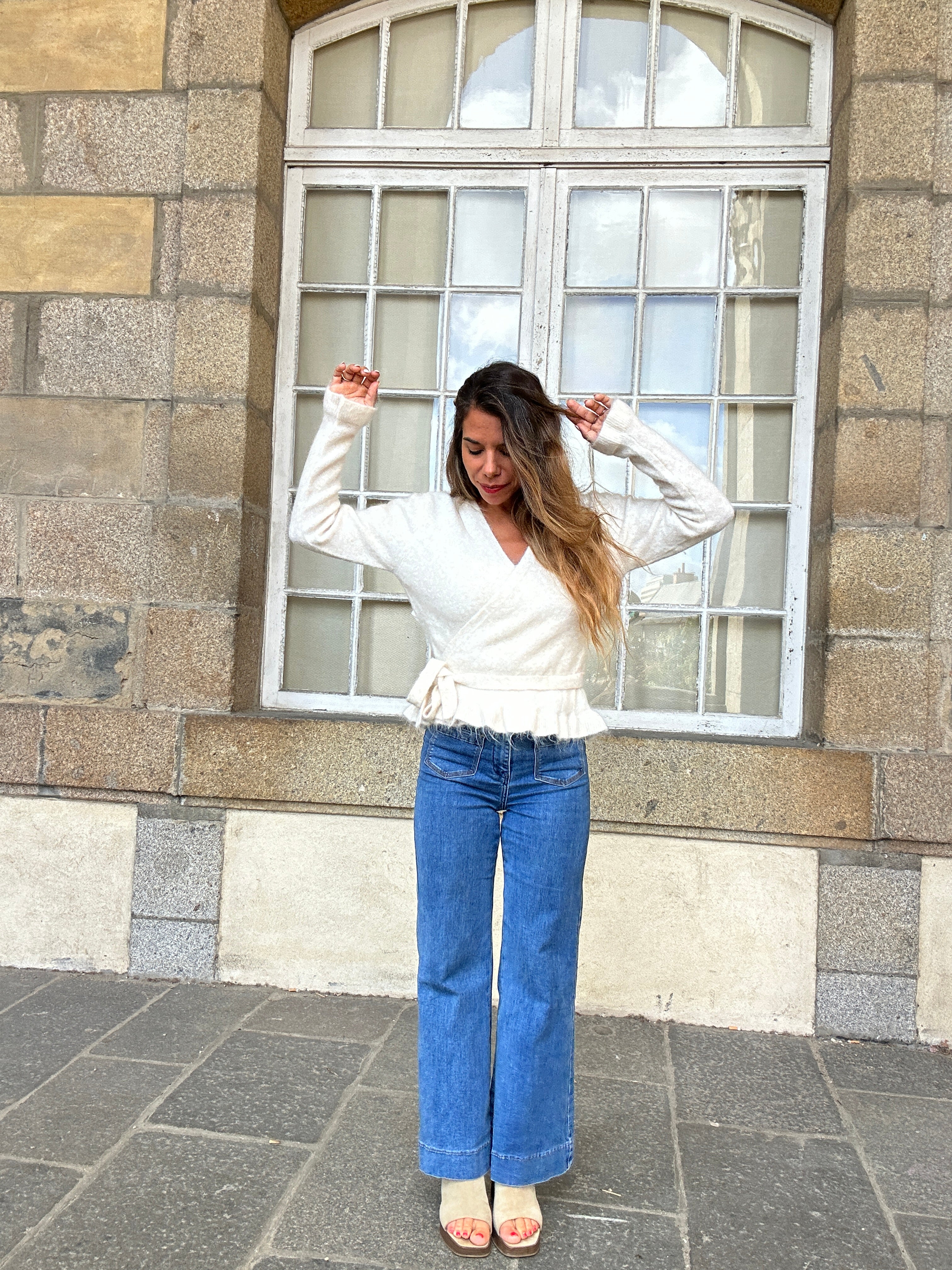 Cárdigan con lazo Helena beige