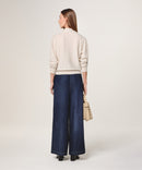 Jersey con cuello lavalliere - Blanco Crudo - Mujer