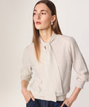 Jersey con cuello lavalliere - Blanco Crudo - Mujer