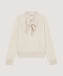 Jersey con cuello lavalliere - Blanco Crudo - Mujer