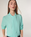 Jersey con cuello lavalliere - Verde agua - Mujer