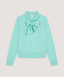 Jersey con cuello lavalliere - Verde agua - Mujer