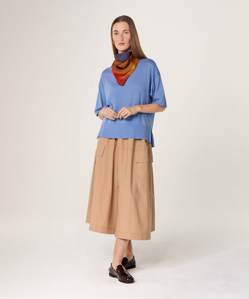 Jersey de manga corta con cuello redondo - Azul Océano - Mujer