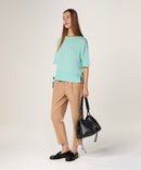 Jersey manga corta y cuello redondo - Verde agua - Mujer