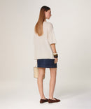 Jersey de manga corta con cuello de pico - Blanco Crudo - Mujer