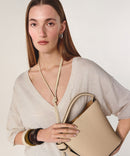 Jersey de manga corta con cuello de pico - Blanco Crudo - Mujer