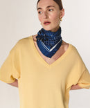 Jersey de manga corta con cuello de pico - Amarillo - Mujer