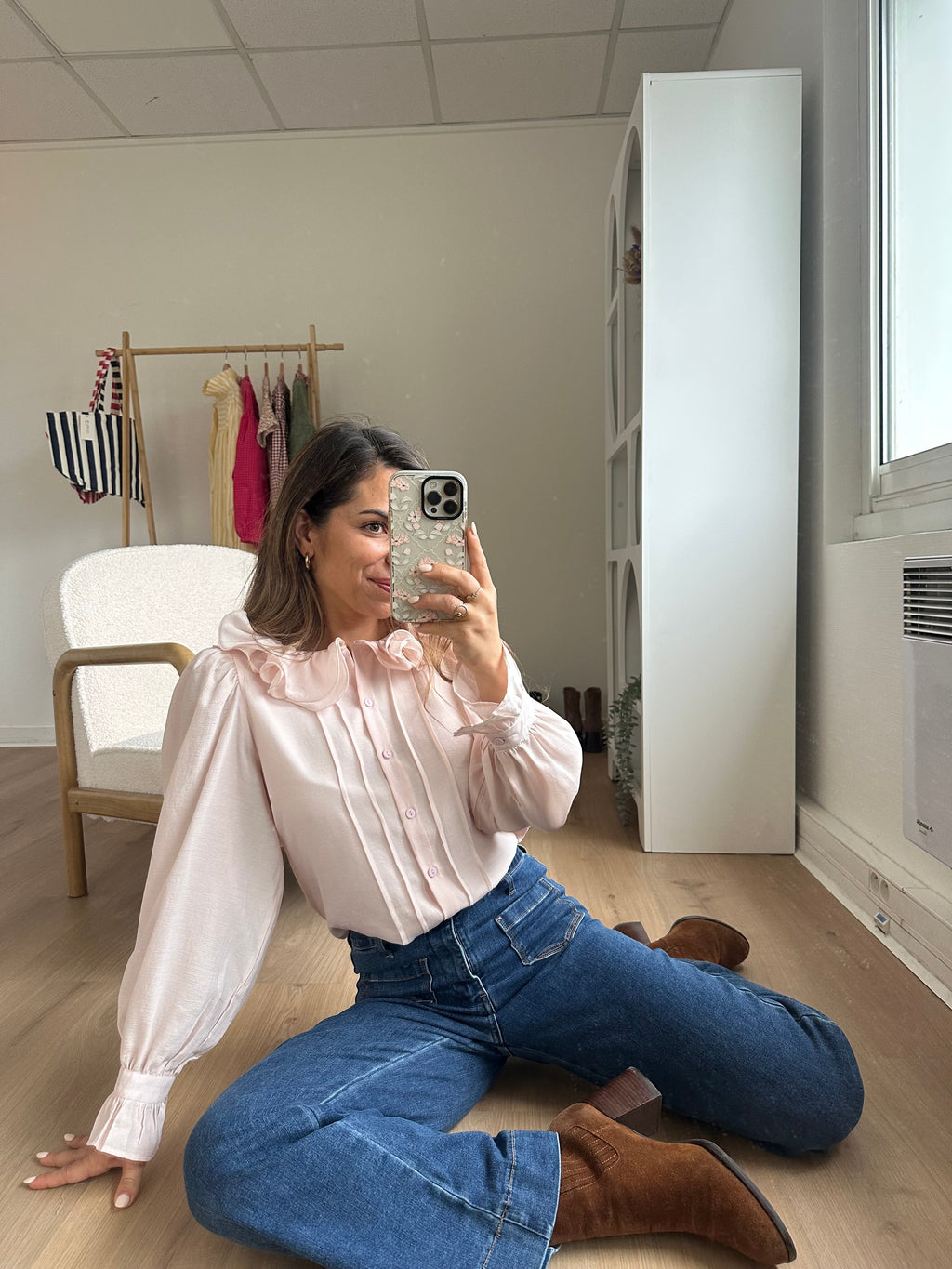 Blusa marrón rosa suave