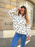 Chaqueta de borreguito con flores Eva