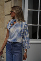 Pearl Gingham Blouse - Blue
