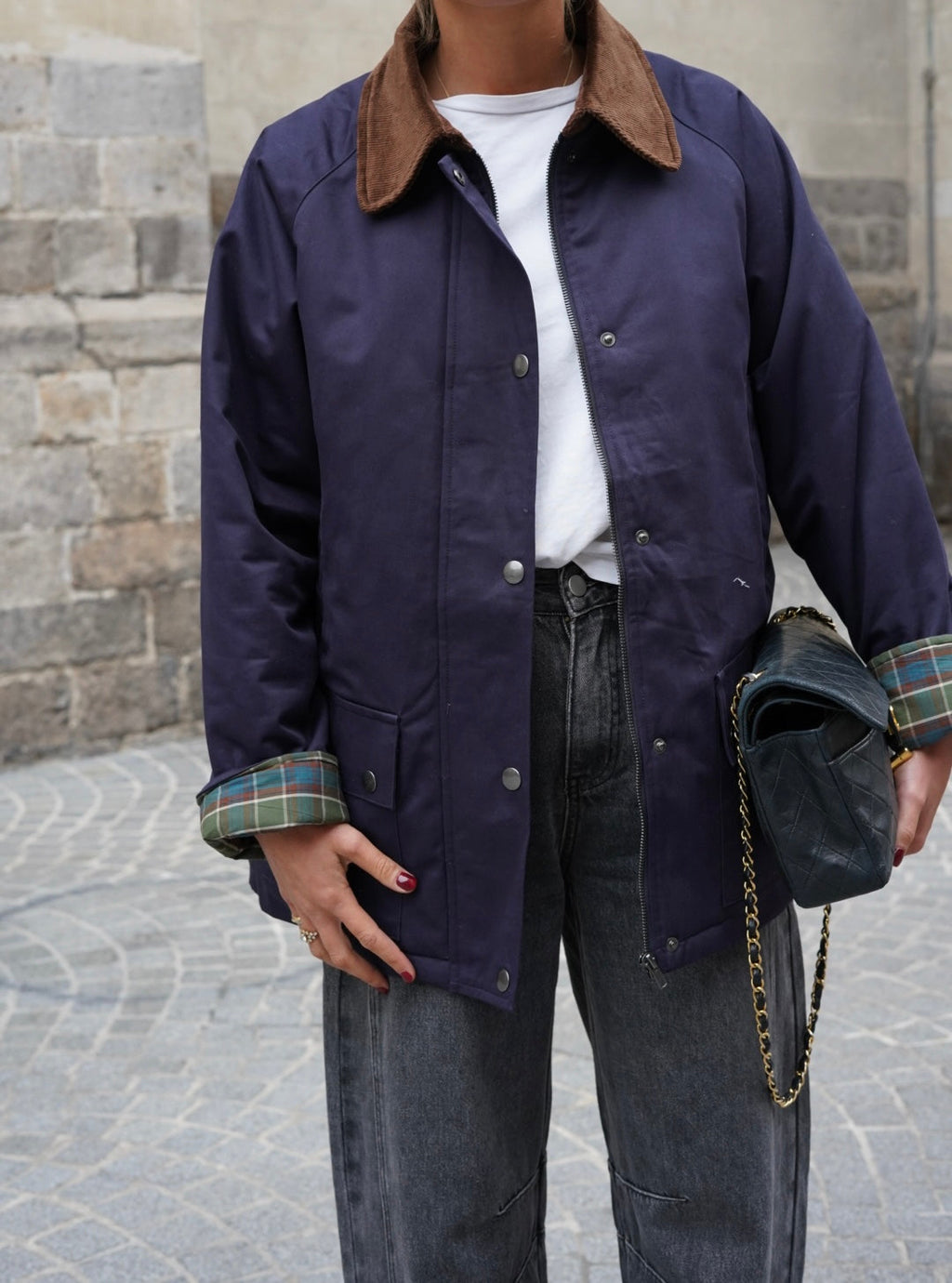 Léonie Navy Mid-Long Jacket