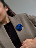 Broche Vintage - Spirale Bleue Et Dorée