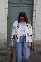 White Anouck Jacket with Circus Embroidery