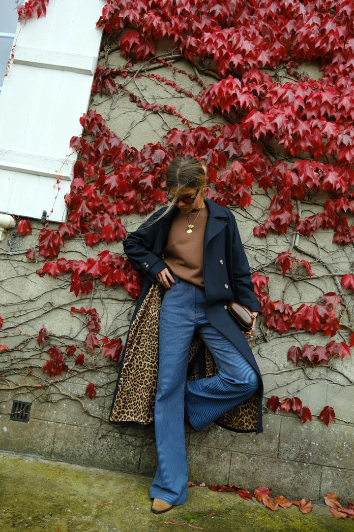 Paul Trench Navy/Leopard