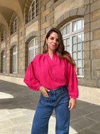 Blusa de cuadros vichy fucsia Clothilde