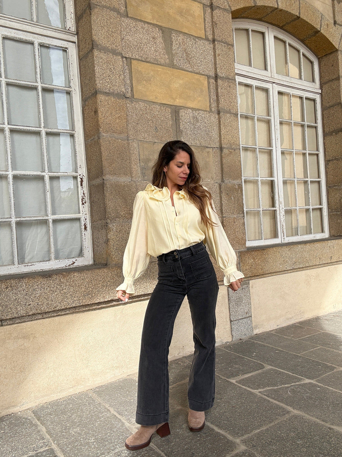 Blouse Brune jaune pâle