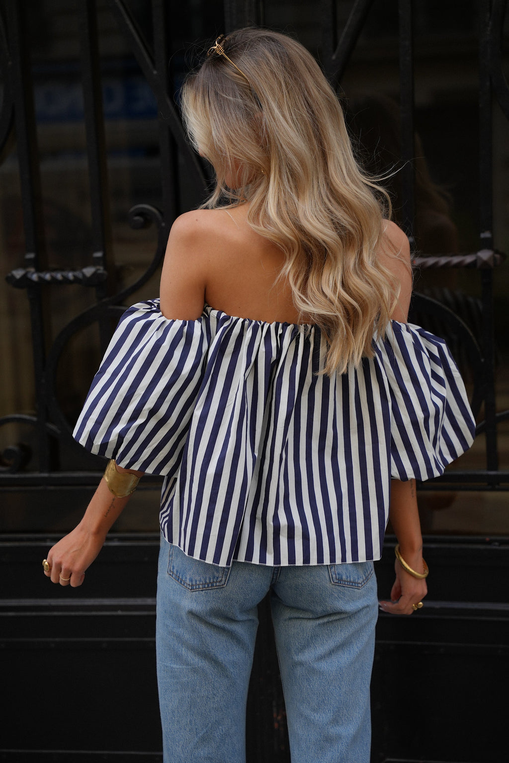 Blouse Rayée Lucile - Bleue