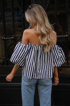 Blouse Rayée Lucile - Bleue