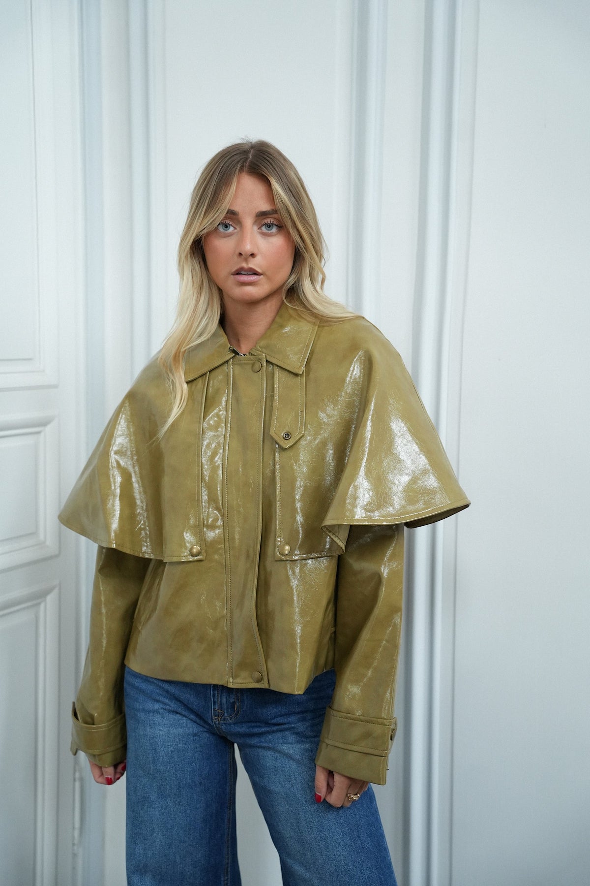Dori Patent Jacket - Olive